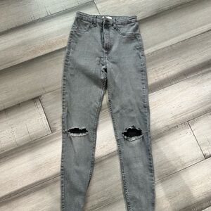 Zara Gray Ripped Skinny Jeans